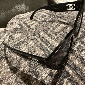 CHANEL Black Sunglasses with Silver Logo